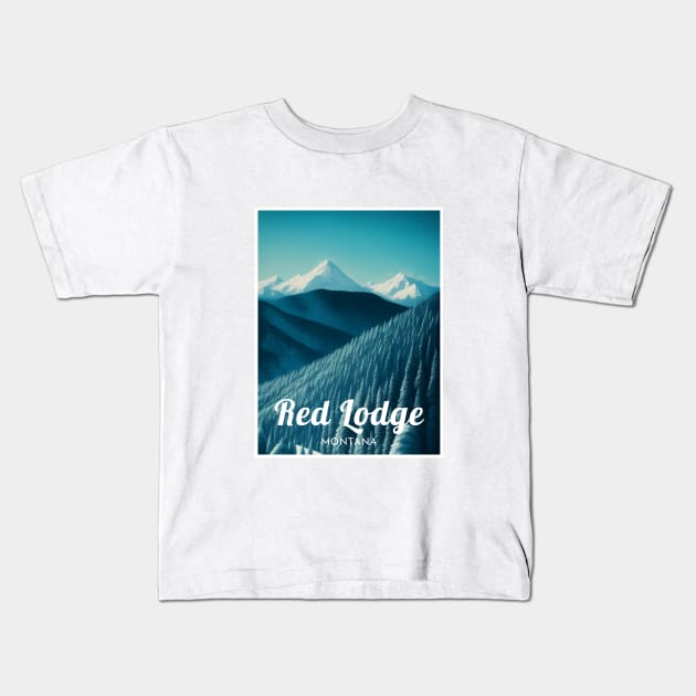 Red Lodge ski - Montana Kids T-Shirt by UbunTo